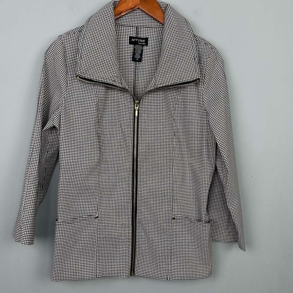 Attyre New York Women’s S Black/White Checkered Full Zip Lightweight Jacket